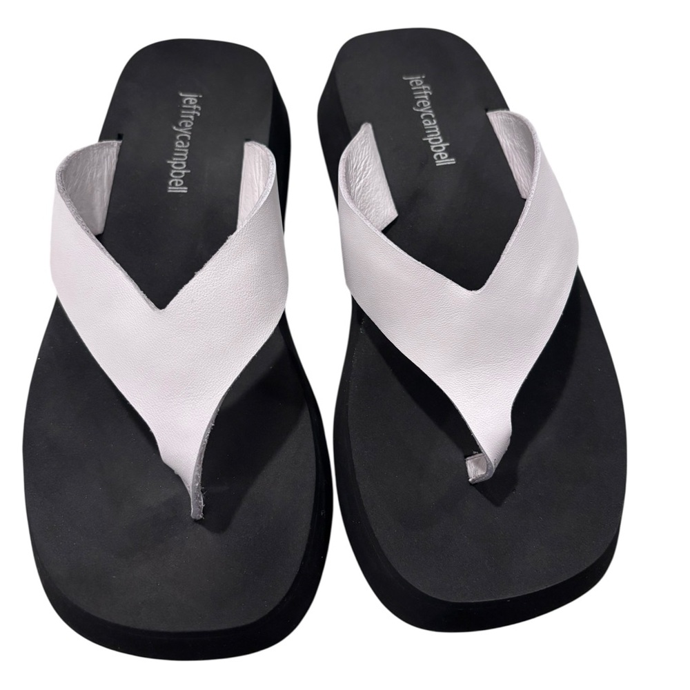 Jeffrey Campbell Black and White Flip Flop Sandals